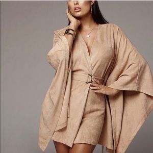 White Suede Belted Cape